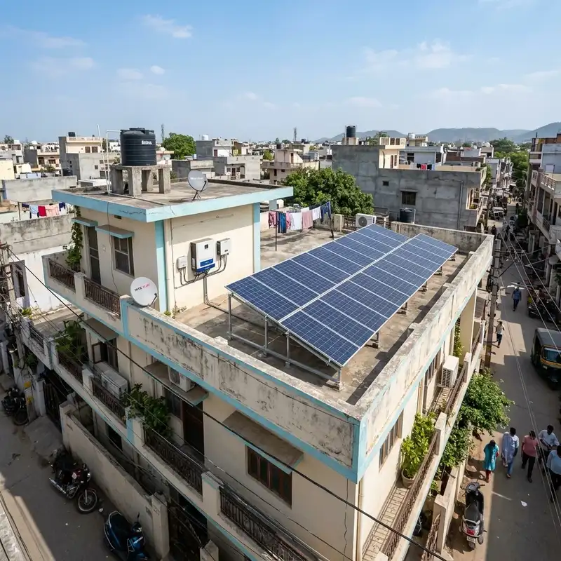 Residential Rooftop Solar Panel Installation on Bungalow in Sangamner